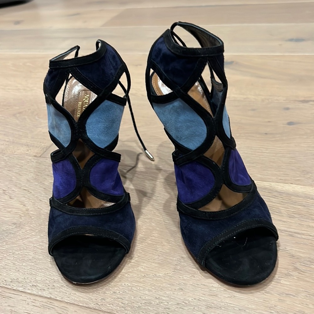 Aquazzura blue suede heels size 38